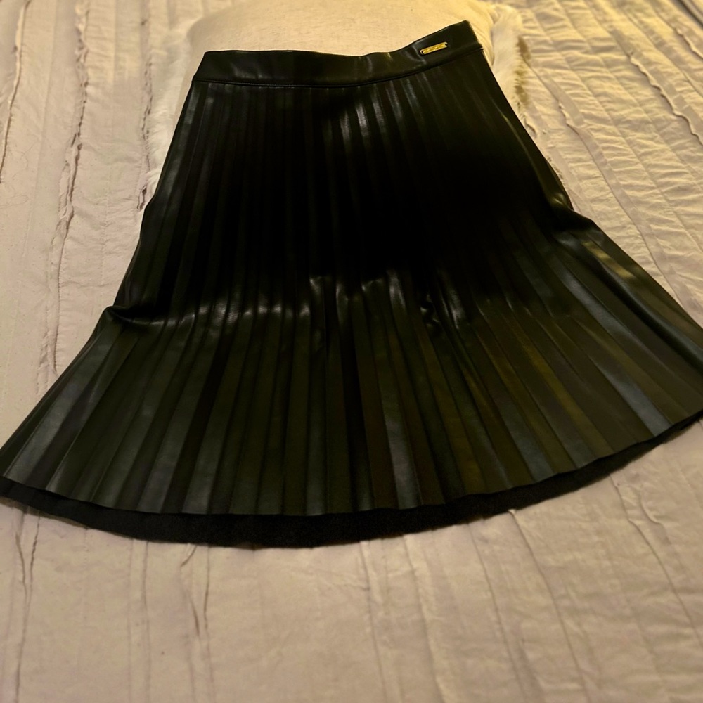 Women's Faux Leather Trim Skirt